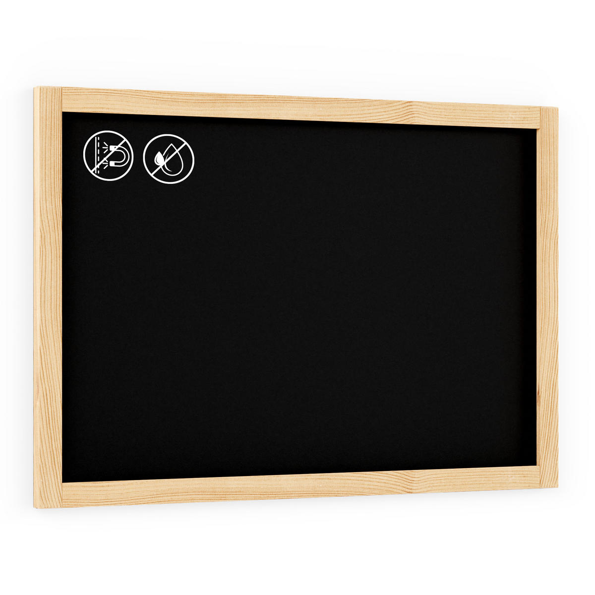 KREIDETAFEL mit naturlackierten Holzrahmen 90x60cm - Schwarz, Holz (90/60/2cm) - ALLboards