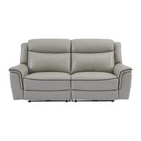RELAXSOFA - 3 Personen - leder - hellgrau Adelio - Hellgrau, Leder/Kunststoff (210/102/95cm) - Vente-Unique