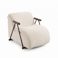 XXL-SESSEL mit Armlehnen, Cord Loungesessel, Ergonomisch, Beige - Beige, Textil/Metall (73/75/100cm) - LVHOM