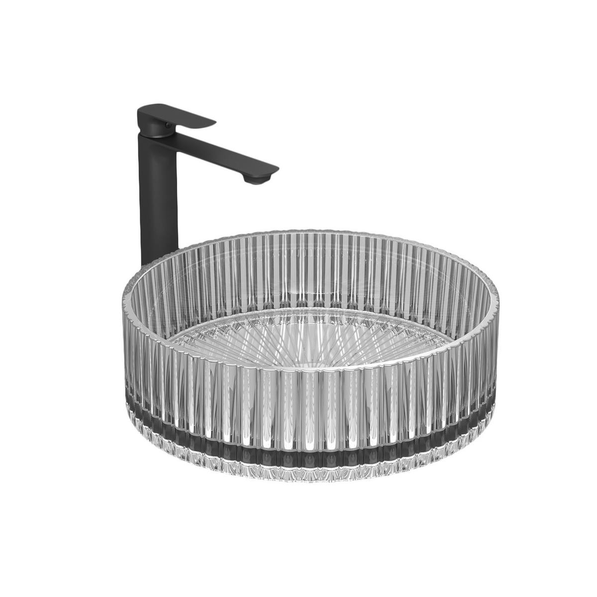 WASCHBECKEN Klarglasspüle Grau Ø40 / 12 cm - Transparent, Glas (40/12/40cm) - EMKE