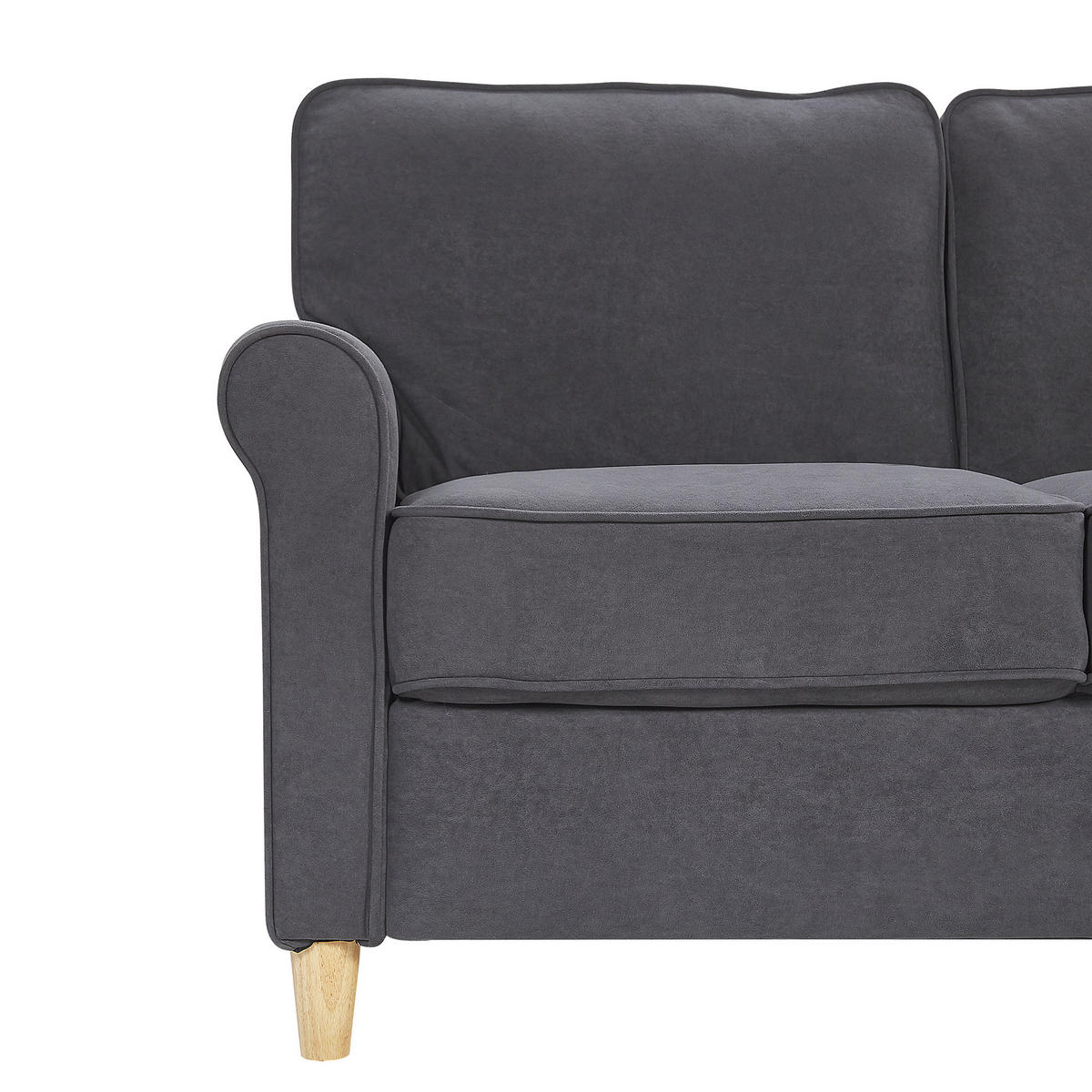 3-SITZER-SOFA Samtstoff Dunkelgrau Ronneby - Dunkelgrau, Textil (190/88/78cm) - Beliani