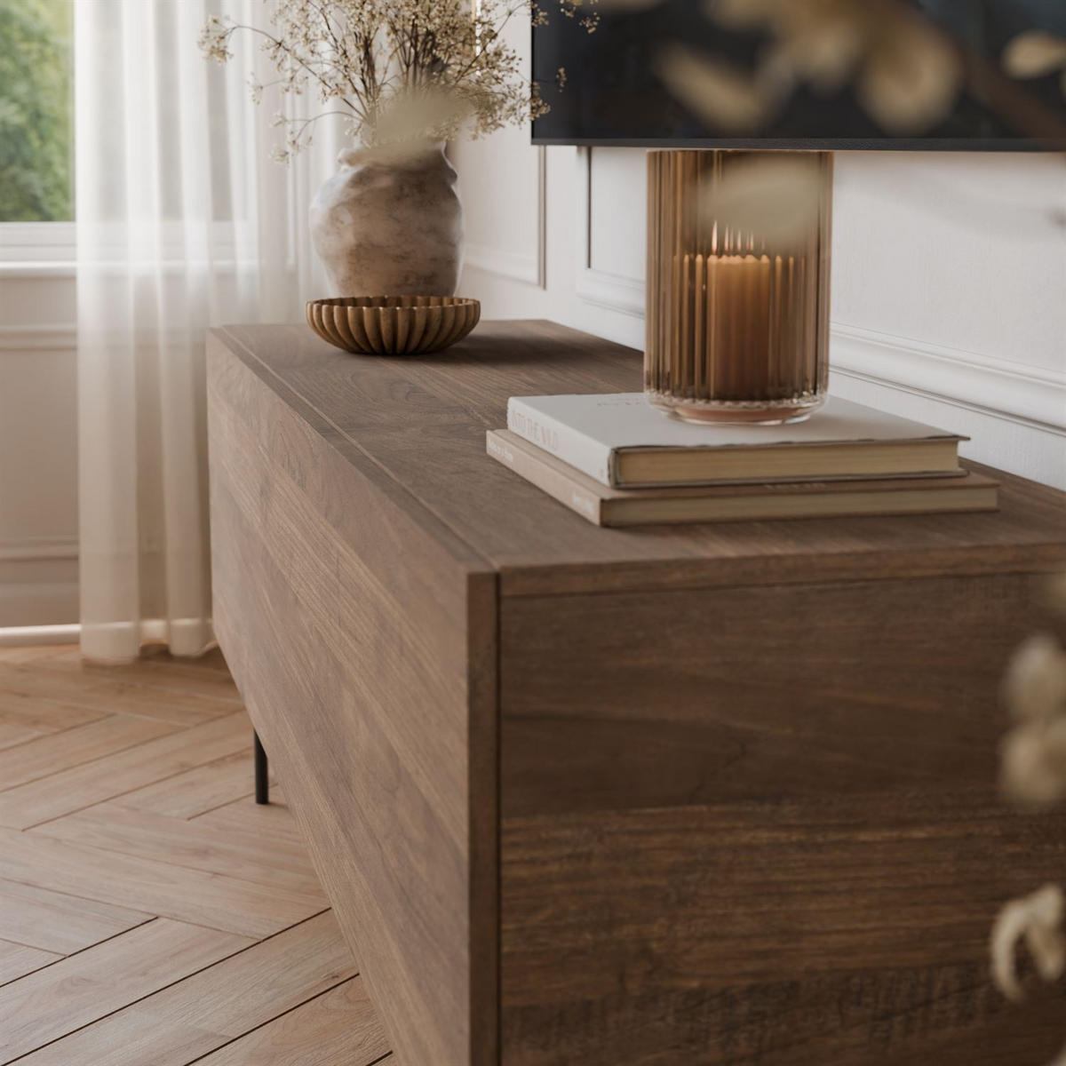 TV-UNIT COLGANTE in Nussbaum, 150 cm, auf Gestell LED - Nussbaumfarben, Holzwerkstoff (150/56/40cm) - Lookway