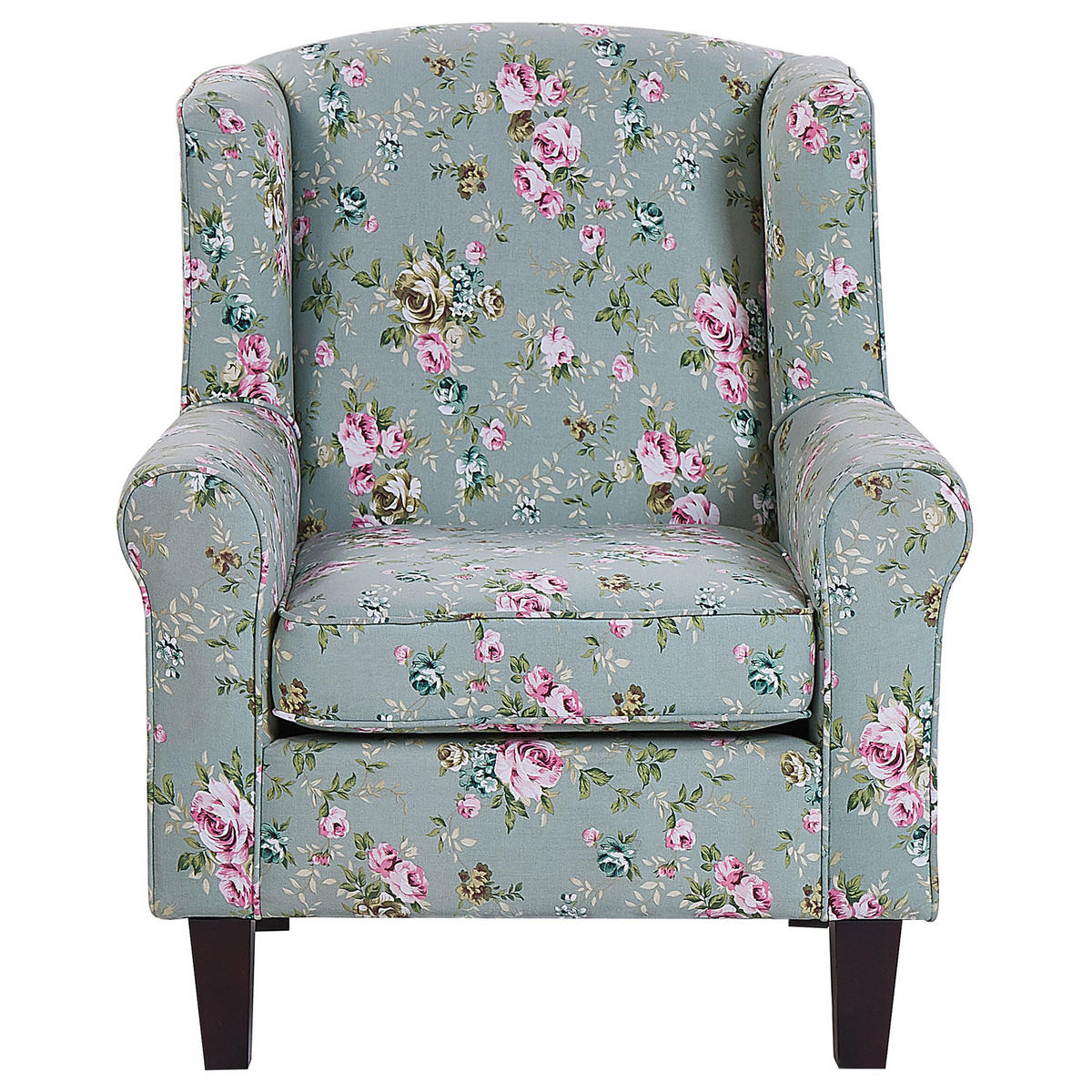 SESSEL Polsterbezug grün Blumenmuster plus Hocker Hamar - Multicolor/Grün, Textil (77/95/78cm) - Beliani