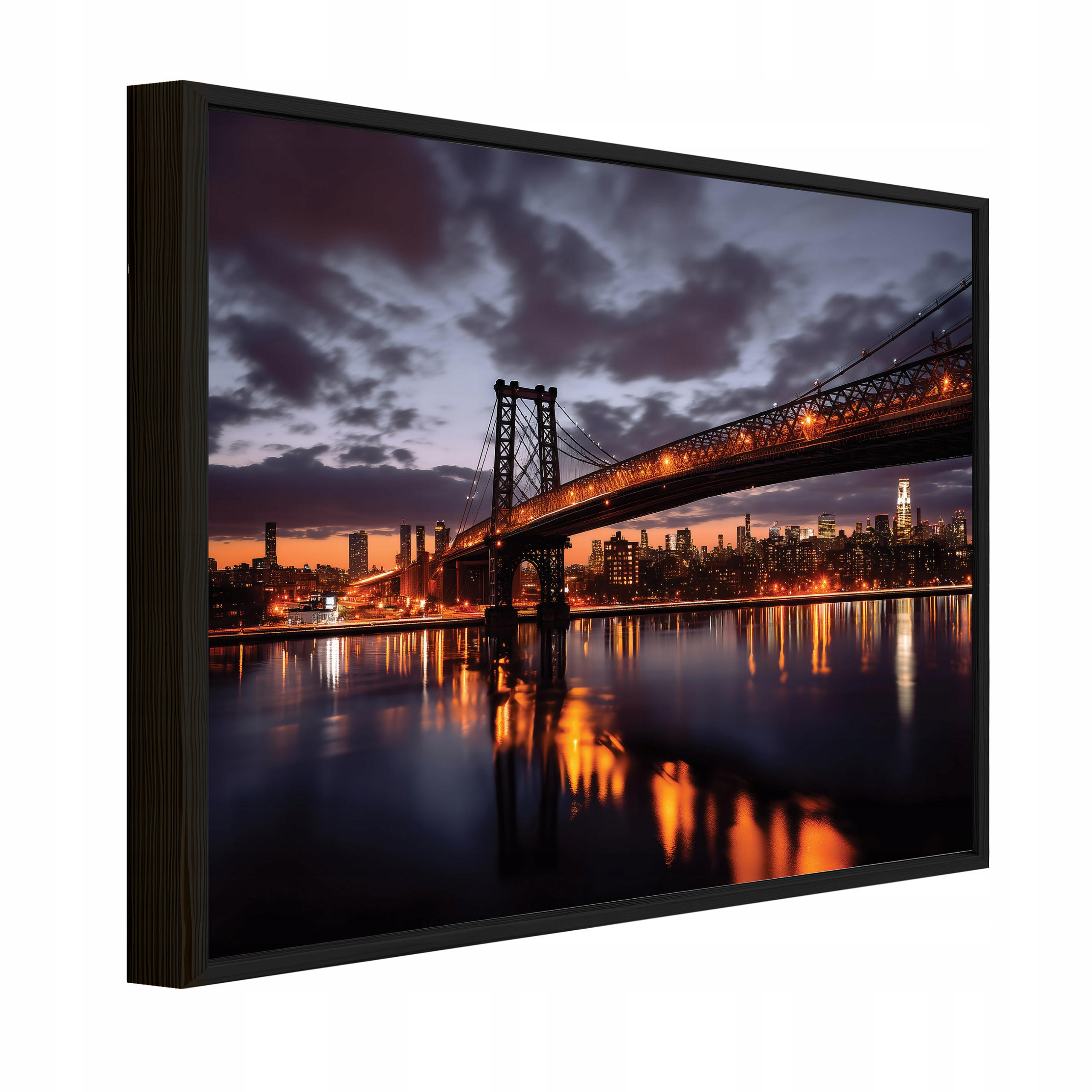 BILDER mit Rahmen Brücke Stadt Orange 120x80 cm - Multicolor, Holzwerkstoff (120/80cm) - Wallarena