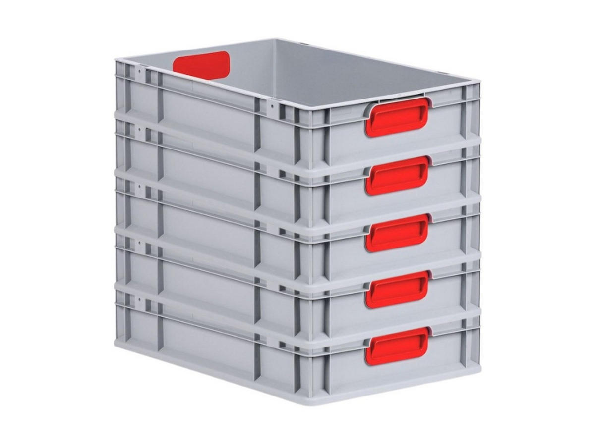 EUROBOX 5x Nextgen Color 12x40x60cm 23 Liter Griffe Rot Geschlossen - Rot, Kunststoff (40/12/60cm) - PROREGAL