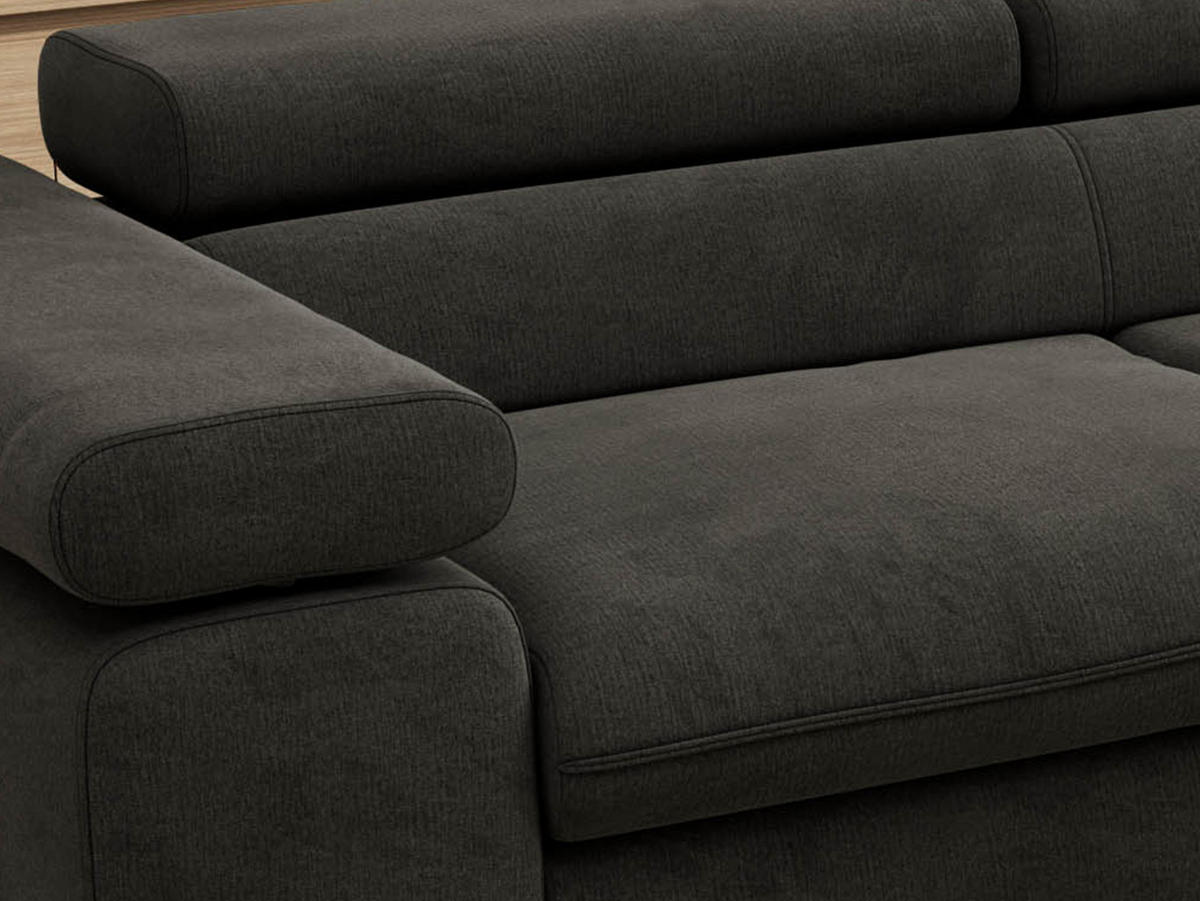 ECKSOFA PABLO L Dunkelgrau Velvet - Rechts Seite - Dunkelgrau/Schwarz, Textil/Metall (273/208cm) - MKS