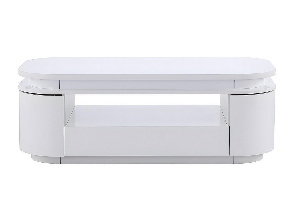 COUCHTISCH mit 4 Türen & 1 Schublade + LEDs - MDF - Weiß - VANDANA - Weiß, Holz (120/60/42.5cm) - Vente-Unique