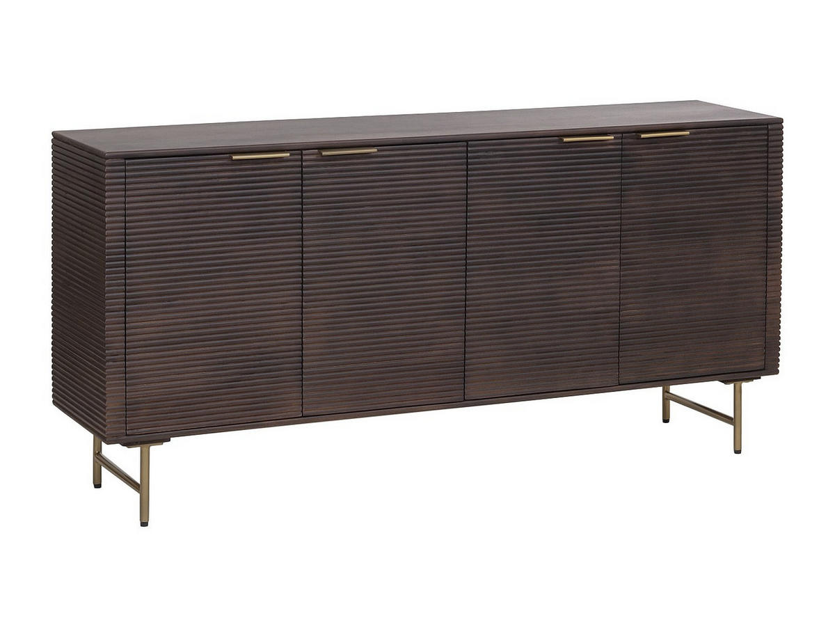 SIDEBOARD - 160 cm x 40 cm - Holz, Platte, Holz, Platte - Naturfarben Dunkel, Goldfarben - SORDANA - Goldfarben/Naturfarben, Holz (160/78/40cm) - Vente-Unique