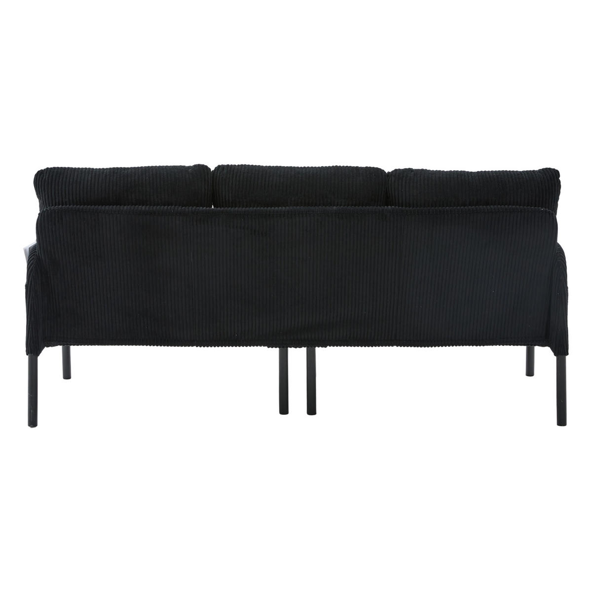 3-SITZER-SOFA DE-33596 mit Seitentaschen Schwarz - Schwarz, Metall (171/80/72cm) - ComfortXL