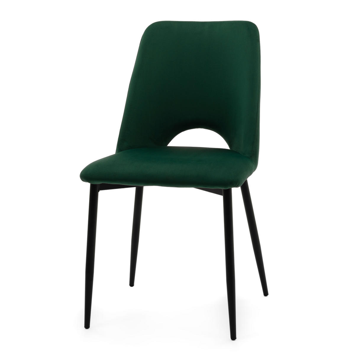 STUHL ORO gepolsterter mit Steppung - grün - Samt Velour - Schwarz/Grün, Textil/Metall (47/91/55cm) - NEW HOME