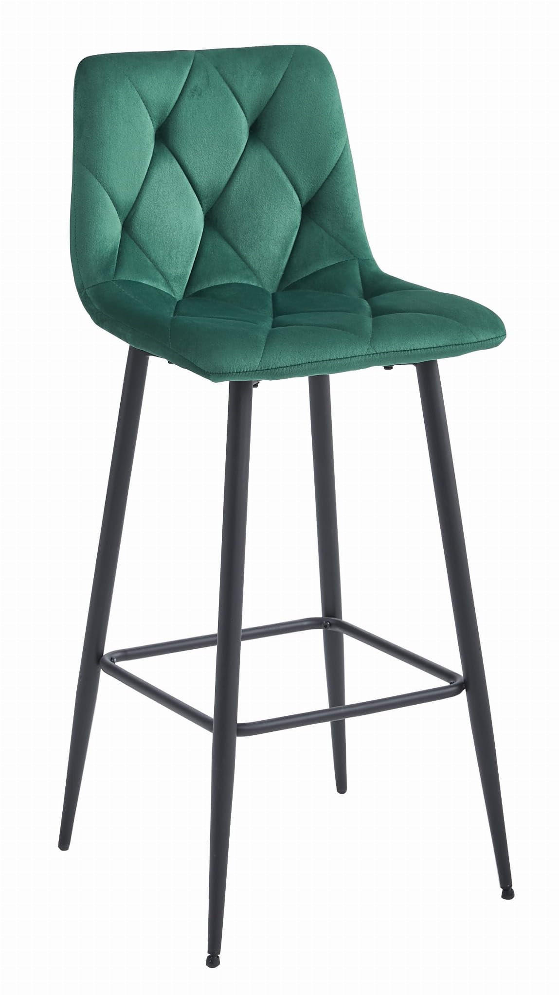 BARHOCKER 1 Stück dunkelgrüner Velours, gepolsterte Rückenlehne, bequemes und modernes Design für Küche oder Theke - Grün, Textil (46/104/33cm) - Best For Home