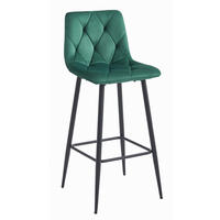 BARHOCKER 1 Stück dunkelgrüner Velours, gepolsterte Rückenlehne, bequemes und modernes Design für Küche oder Theke - Grün, Textil (46/104/33cm) - Best For Home