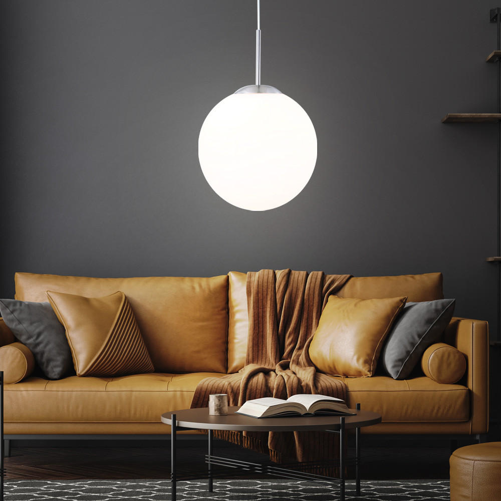 HÄNGELEUCHTE Metall Glas Weiß Opal - Weiß, Glas (30/30/180cm) - Globo Lighting