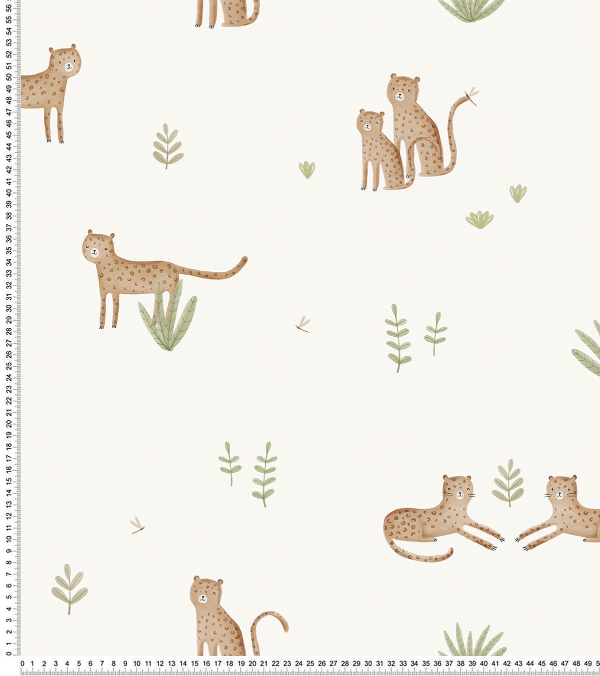 VLIESTAPETE Samburu, Leoparden und Laub 50 cm x 10 Schwarz - Beige/Hellgelb, Papier (1000/50cm) - Lilipinso