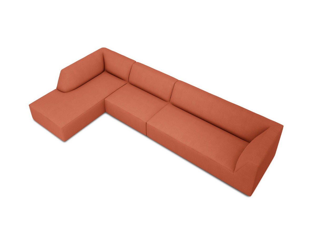 ECKSOFA links Ruby aus strukturiertem Stoff koralle 5 Sitzplätze - Koralle, Textil (180/366cm) - Micadoni