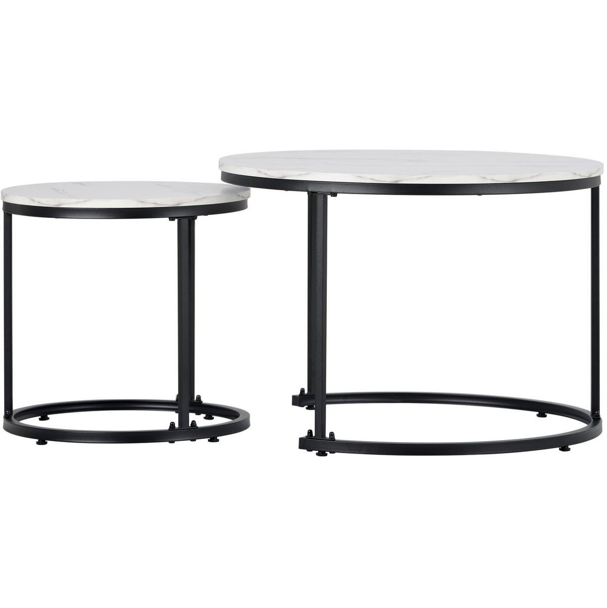 COUCHTISCH-SET aus MDF 71x71x50 cm in Marmoroptik, 2-teilig mit Metallgestell - Weiß, Holzwerkstoff (71/71/50cm) - IVMEU