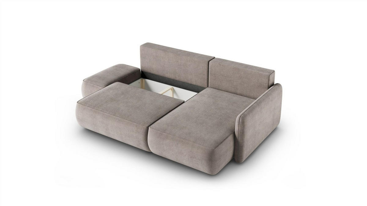 ECKSOFA Luka Mit Schlaffunktion - Graubraun, Holzwerkstoff/Textil (148/229cm) - Fun Möbel