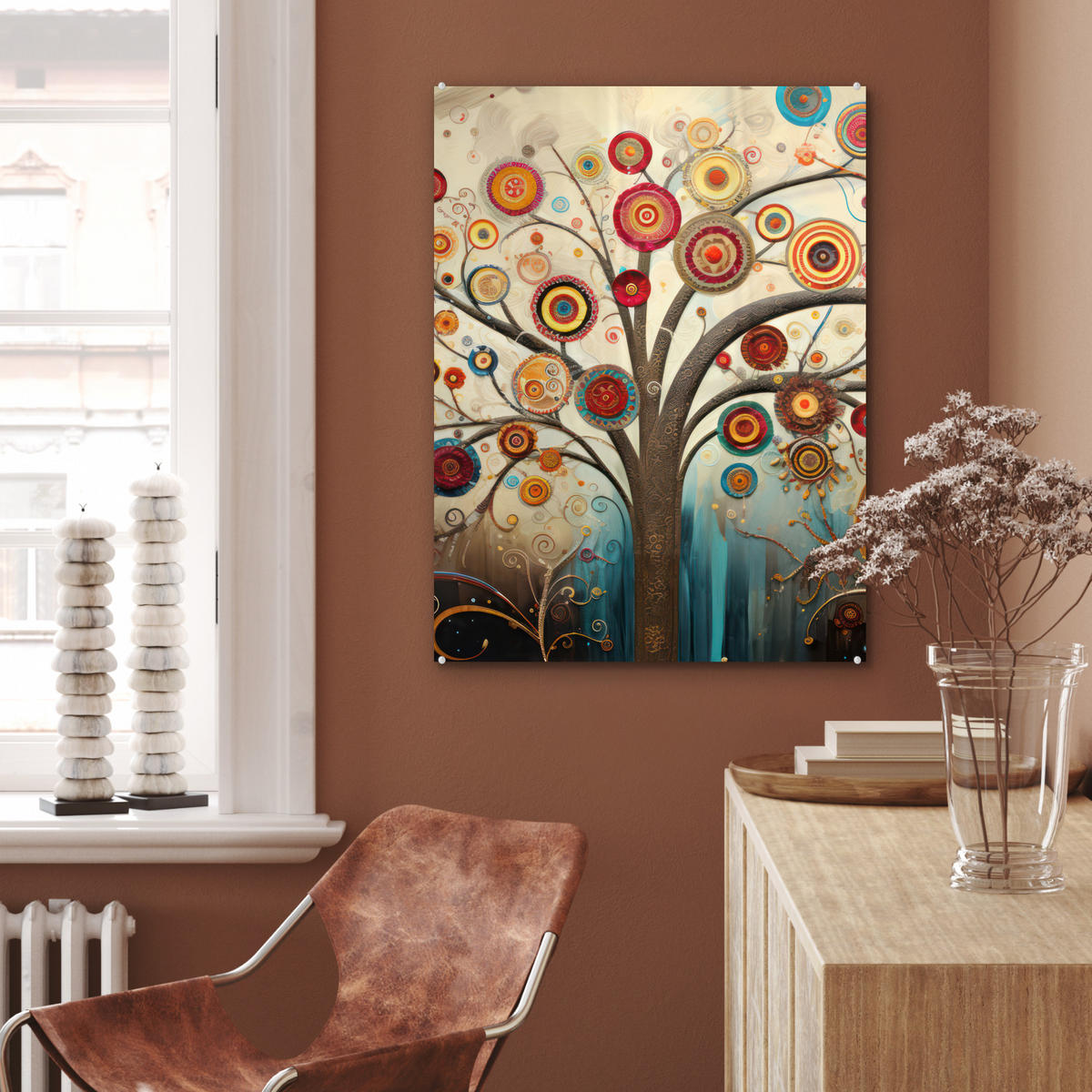 OBRAZ NA AKRYLOVOM SKLE Strom - Strom života - Farba 60x80 cm - hnedá, sklo (60/80cm) - MuchoWow