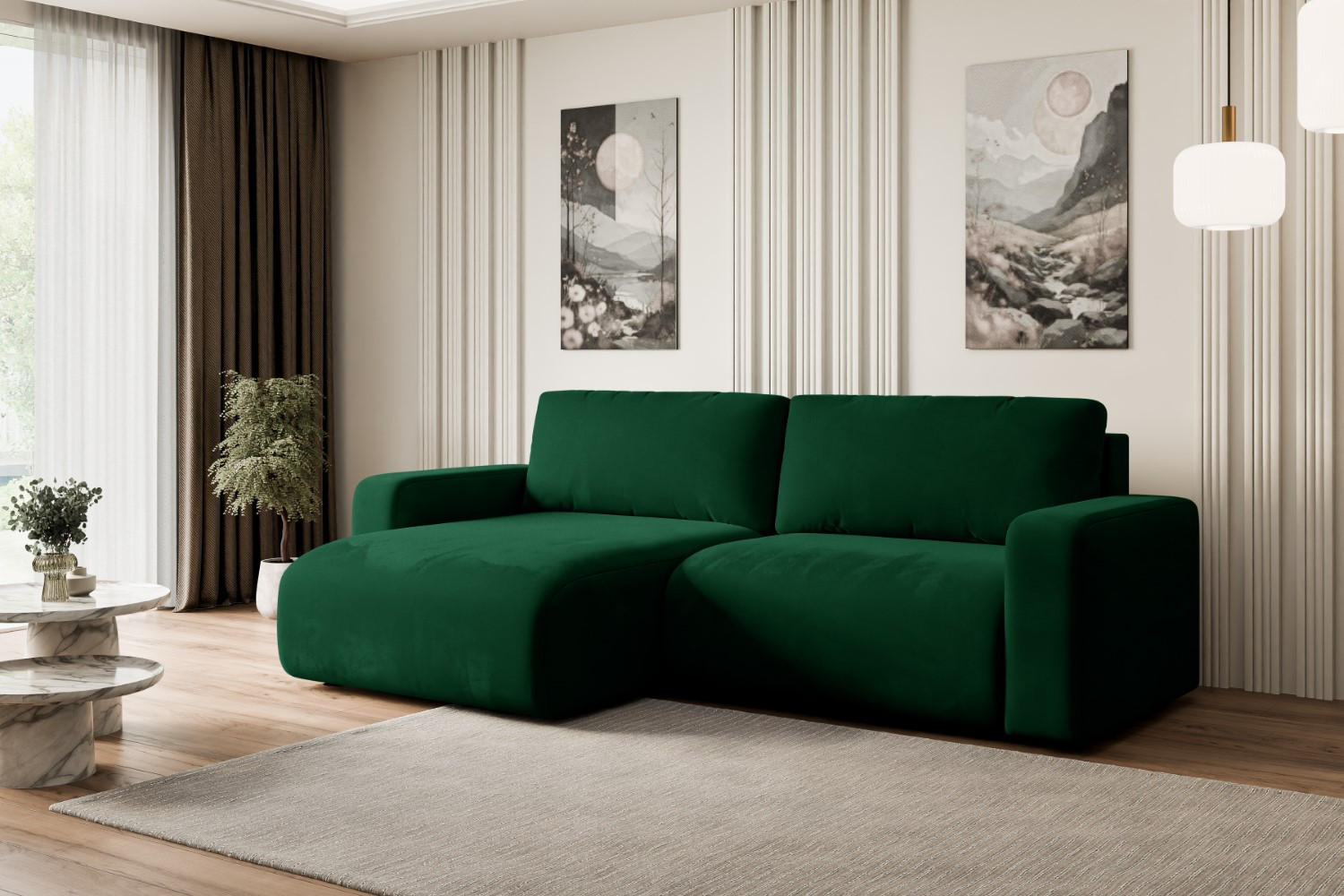 Thumbnail - Altdecor Ecksofa, Grün, Textil, 4-Sitzer, L-Form, 247x143 cm, Wohnzimmer, Sofas & Couches, Wohnlandschaften, Ecksofas