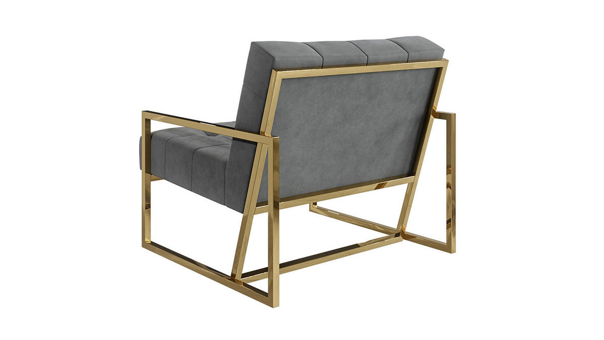 LOUNGESESSEL Duban Grau Samtstoff - Goldfarben/Grau, Holz/Textil (84/81/89cm) - S-Style Möbel
