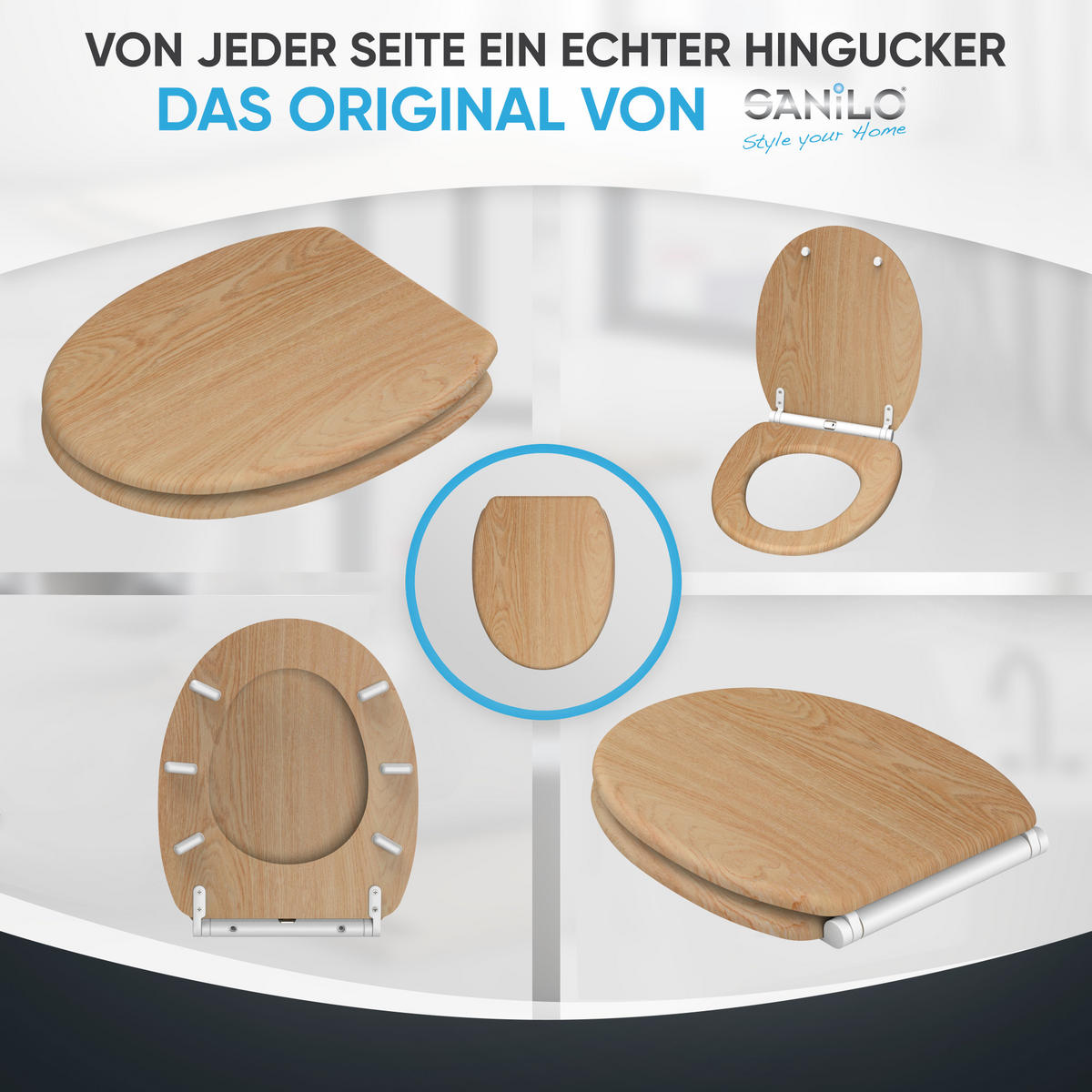 WC-SITZ mit Absenkautomatik & Top Fix Holz - Braun, Holzwerkstoff (37.7/5.5/48cm) - Sanilo