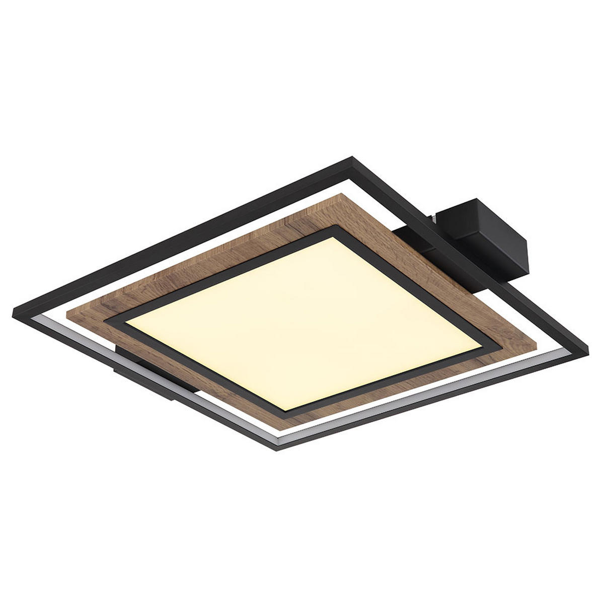 LED DECKENLEUCHTE Metall Schwarz Matt Holzoptik - Schwarz, Metall (50/45/6cm) - Globo Lighting
