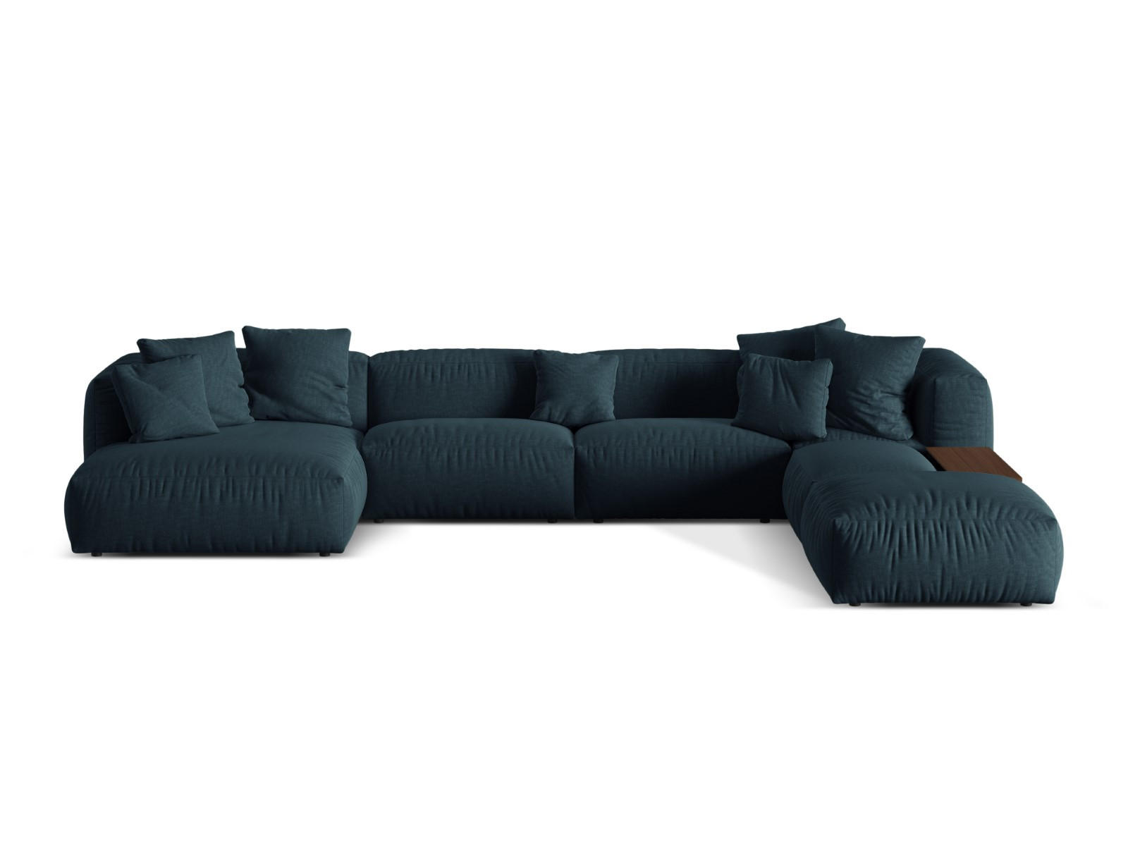 PANORAMASOFA modular rechts Martina aus strukturiertem Stoff jeansblau 5 Sitzplätze - Blau, Textil (406/75/280cm) - Micadoni