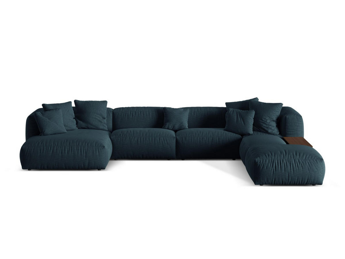 PANORAMASOFA modular rechts Martina aus strukturiertem Stoff jeansblau 5 Sitzplätze - Blau, Textil (406/75/280cm) - Micadoni