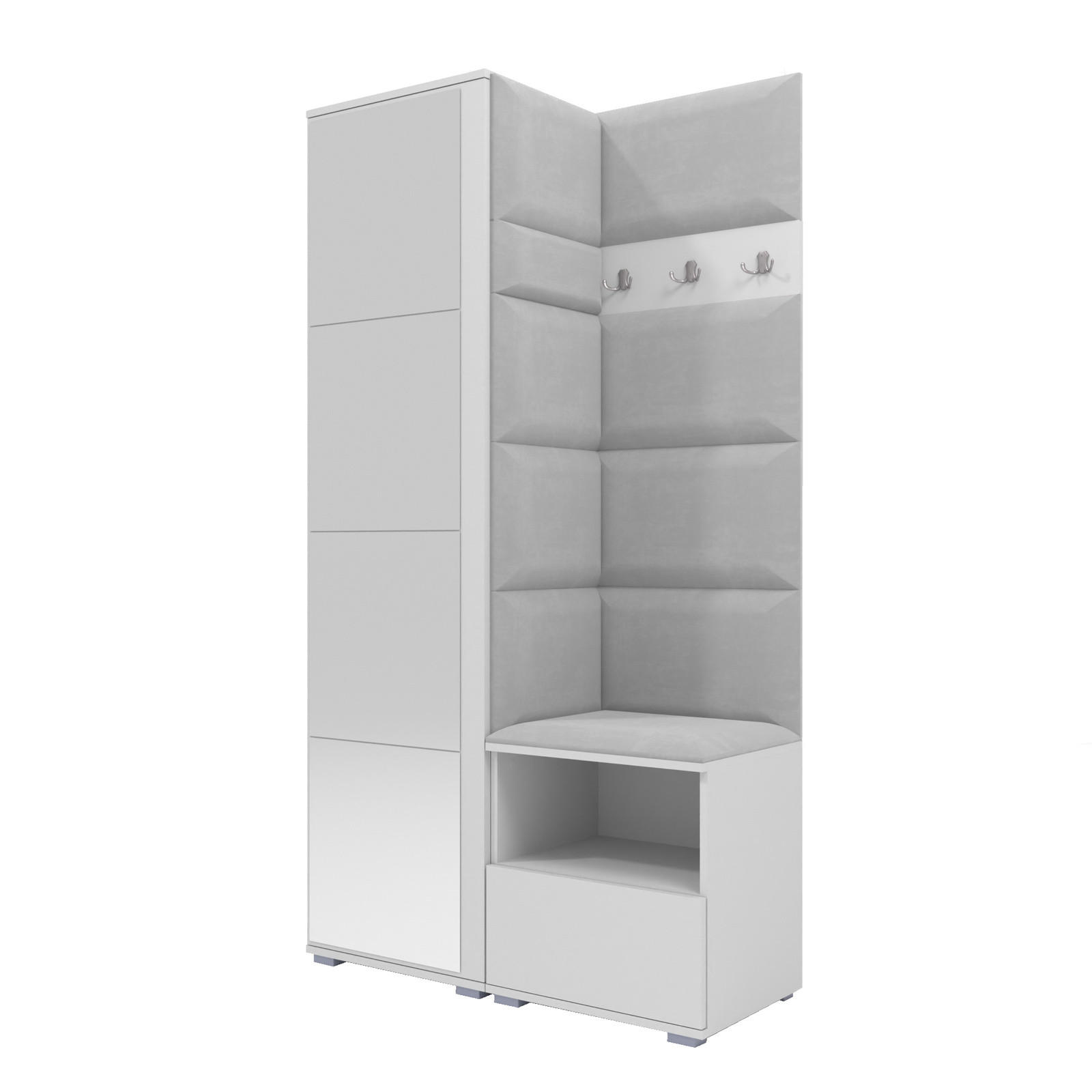 XXXLutz Garderoben-Set Weiß, Grau 100x187x40 cm