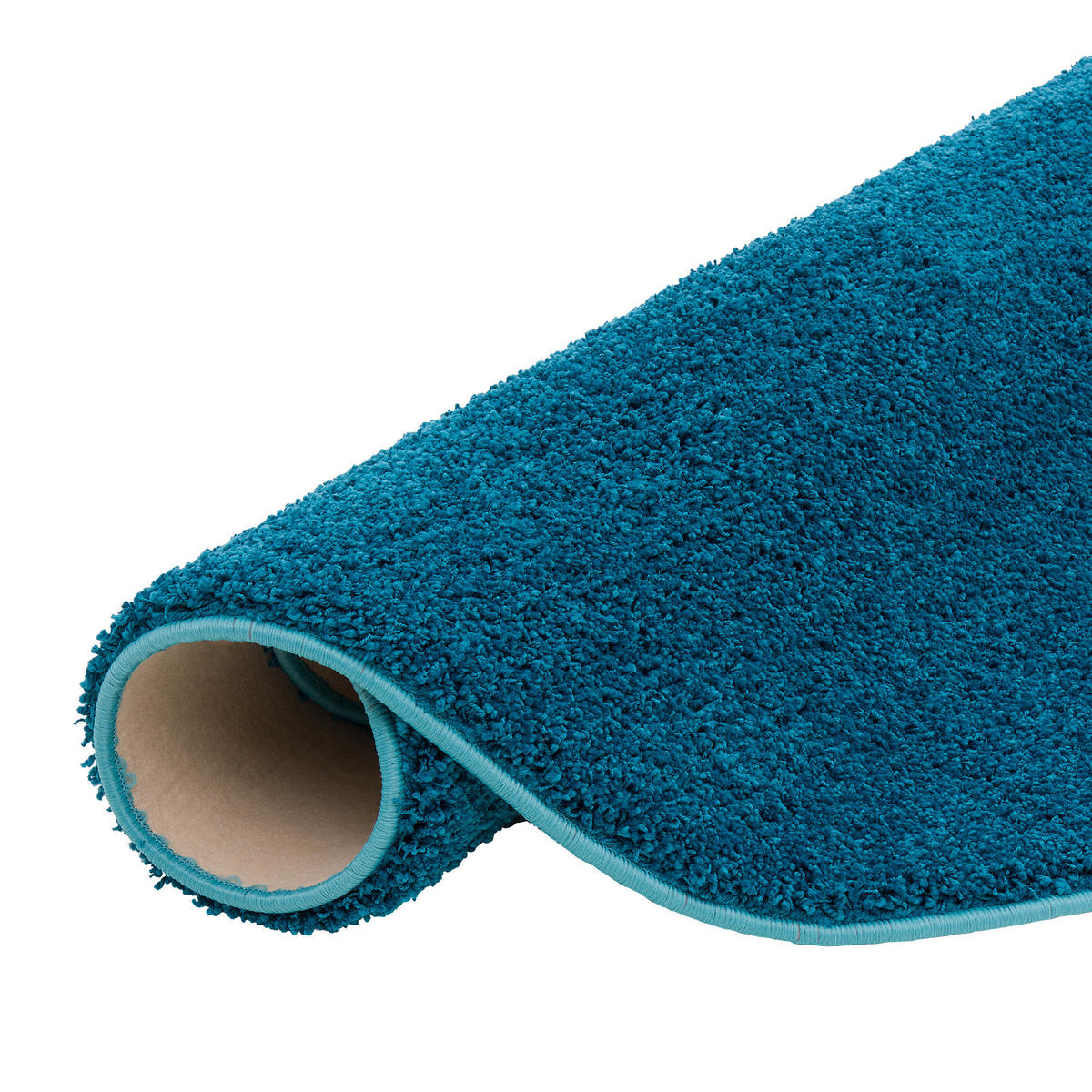 LUXUS HOCHFLOR LANGFLOR TEPPICH MILANO RUND - Petrol, Textil (133/133cm) - Snapstyle