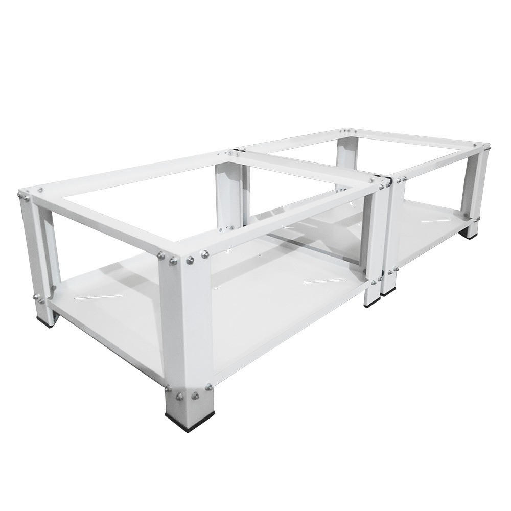 DOPPEL-PODEST für Waschmaschinen- oder Trocknererhöhung mit Stauraum - Weiß, Metall (54/31/127cm) - IVOL