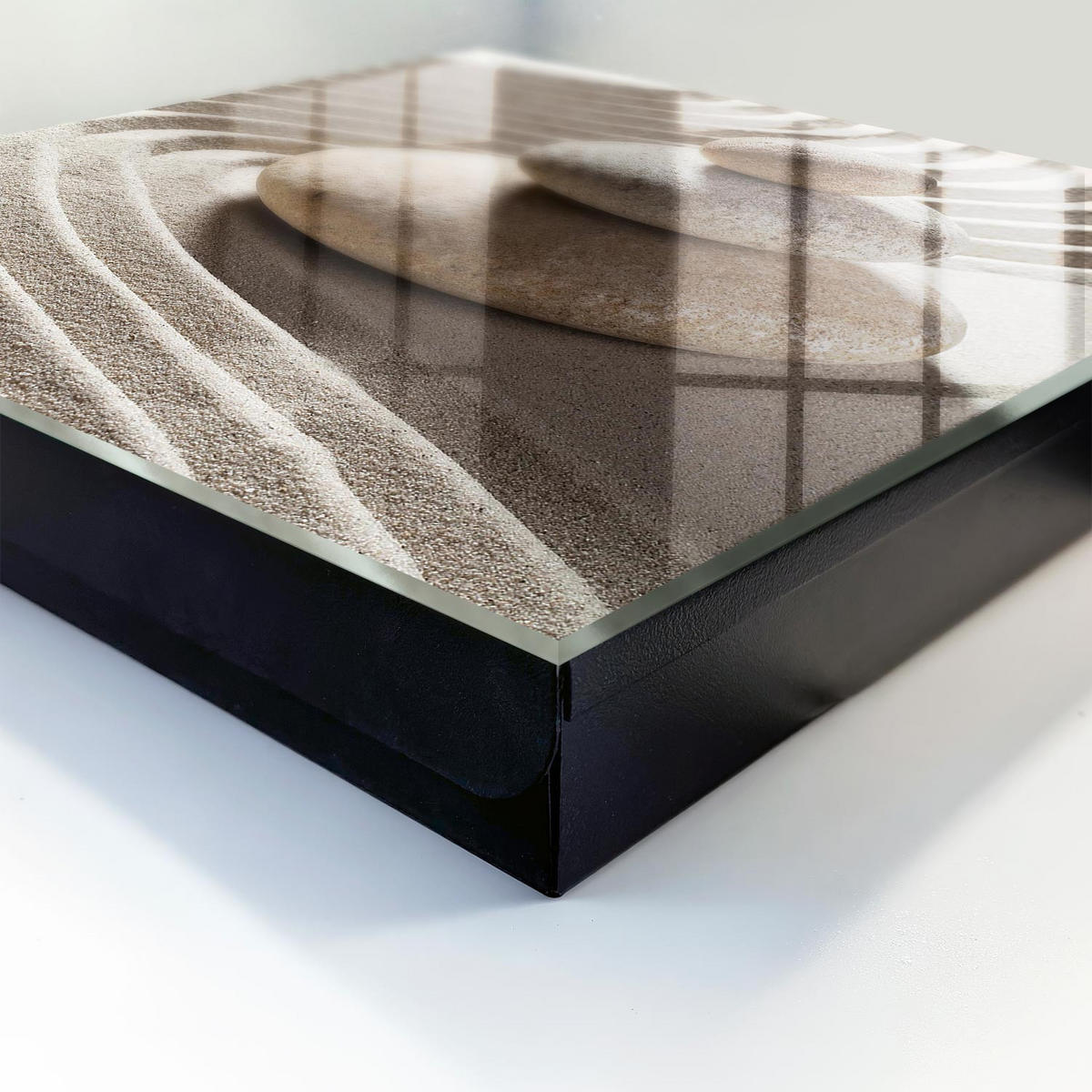 SCHLÜSSELBOX Schwarz 30x30 cm- Türöffnung nach rechts - Zen-Komposition - Beige, Metall (30/30/5cm) - TULUP