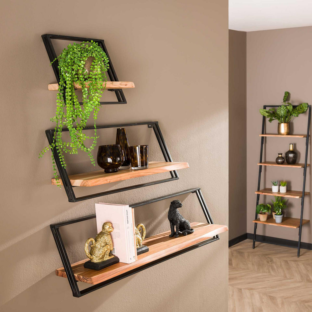 WANDREGAL Lean Brown 25/104/ 30 cm 3er-Set - Braun, Holz (104/30/25cm) - Hoyz Collection