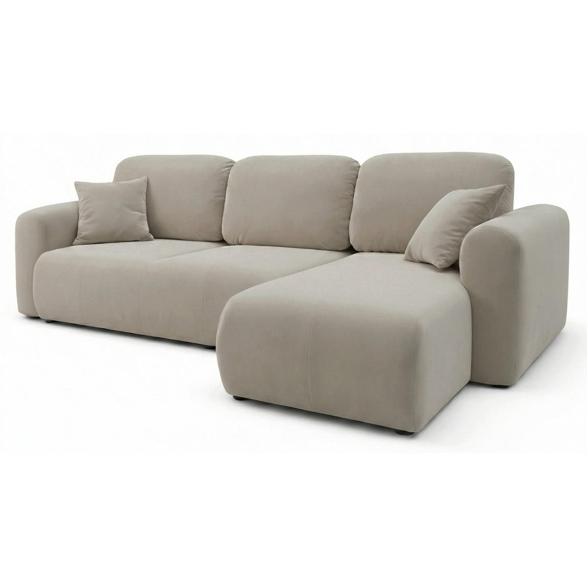 ECKSOFA Olido Beige-Samt - Beige/Schwarz, Kunststoff/Textil (245/150cm) - Selsey