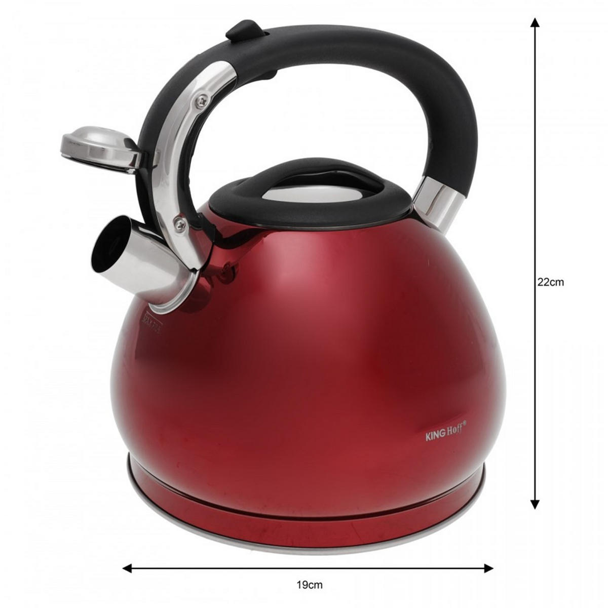 WASSERKESSEL Rot 25/27/30 cm KH1212 - Rot, Metall (25cm) - Kinghoff 