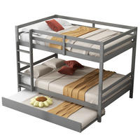 ETAGENBETT mit Ausziehbett und Treppe 140x200 cm Kiefernholz Grau - Grau, Holzwerkstoff (140/200cm) - Beauniv