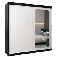 SCHWEBETÜRENSCHRANK 200/200/62 2-türig - Silberfarben/Schwarz, Holz/Kunststoff (200/200/62cm) - Abiks Möbel
