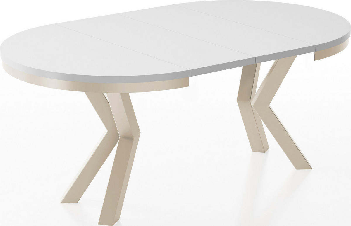 ESSTISCH Clara Beige Cashmere runder ausziehbarer, Weiß 100-180/100/76 cm - Kaschmir/Weiß, Holzwerkstoff/Metall (100/100/76cm) - WFL GROUP