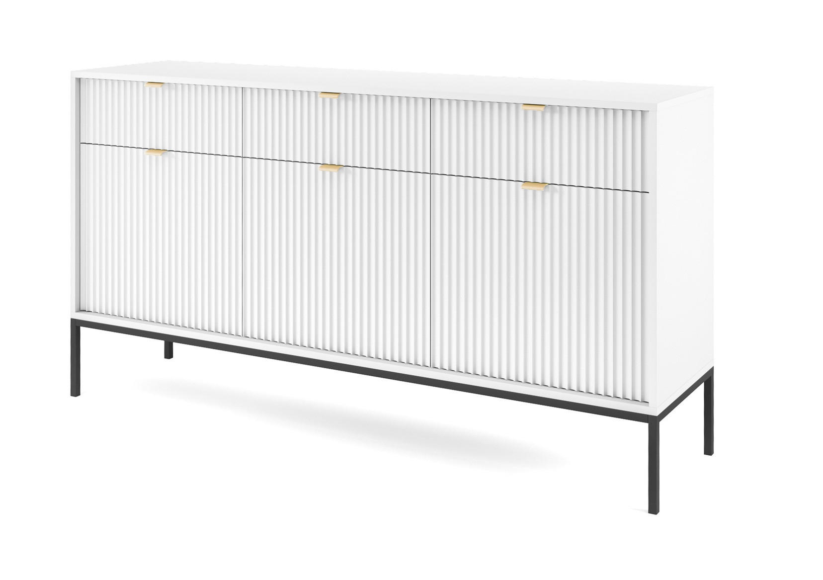 Emporius Sideboard Weiß, Schwarz 154x83x39 cm