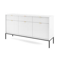 SIDEBOARD mit Schubladen Galla, Sideboard 150 cm, Weiß + Schwarz - Schwarz/Weiß, Holz/Metall (154/83/39cm) - Emporius