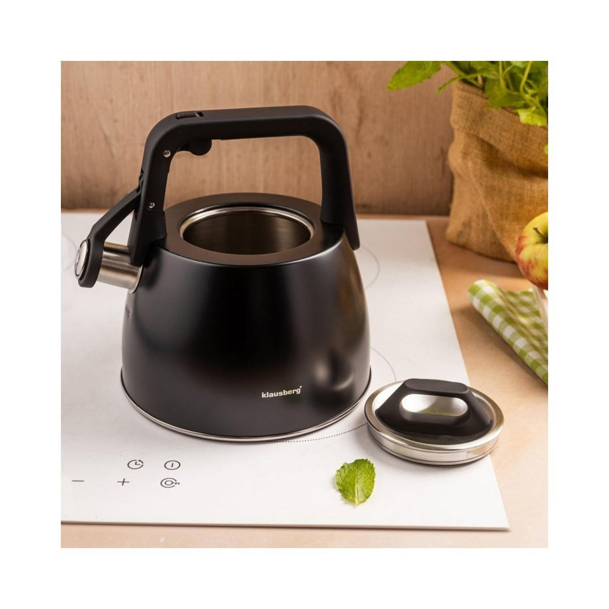 WASSERKESSEL Schwarz 22/20/22.5 cm KB7915 - Schwarz, Metall (22cm) - Klausberg 