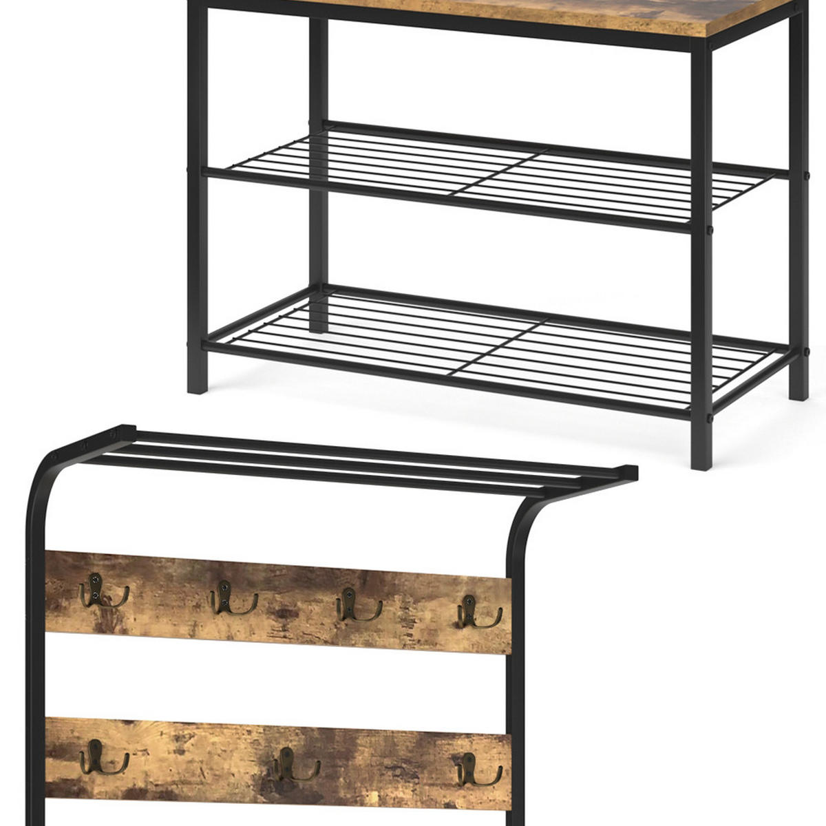 WANDGARDEROBE Fyrk Antikholz 70 x 190 cm - Alteiche/Schwarz, Holzwerkstoff (70/190/30cm) - Vicco