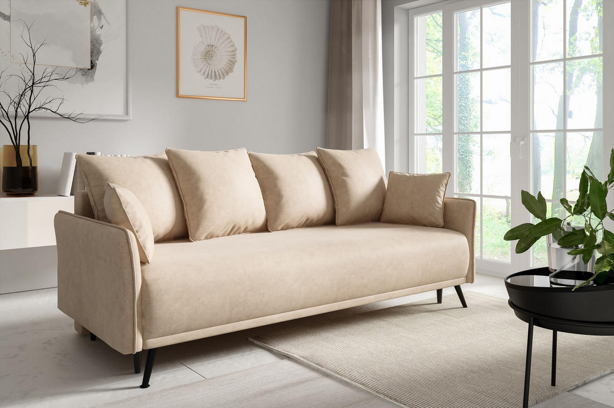 SCHLAFSOFA - Sofa Lamala - Beige - Beige, Holzwerkstoff (219/96/104cm) - Möblo