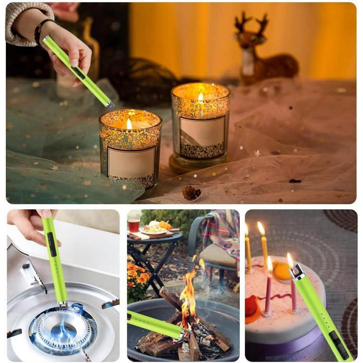 STABFEUERZEUG Plasma USB Aufladbar Gelb - Hellgrün, Kunststoff (4.1/1.7/17.9cm)