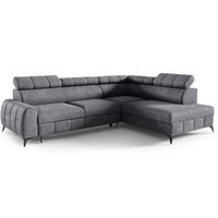 ECKSOFA Grau DON Ausziehbar Rechts Mit Schlaffunktion - Grau, Textil (203/279cm) - Sepro Meble