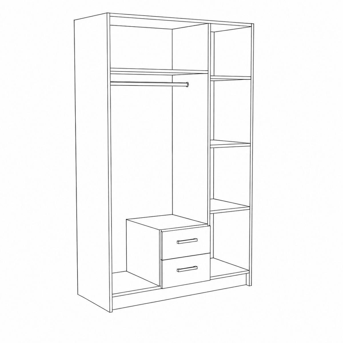 DREHTÜRENSCHRANK PINELLO 120/195/55cm 2-türig mit Spiegel Weiß - Weiß, Holzwerkstoff (120/195/55cm) - MASSENO