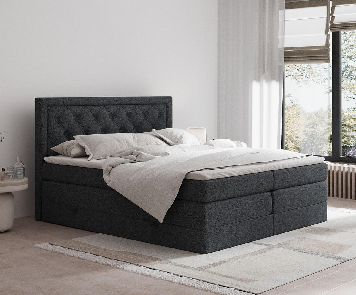 BOXSPRINGBETT Aurelia Schwarz 200/200 cm - Schwarz, Holz/Holzwerkstoff (200/200cm) - Maison de Reve