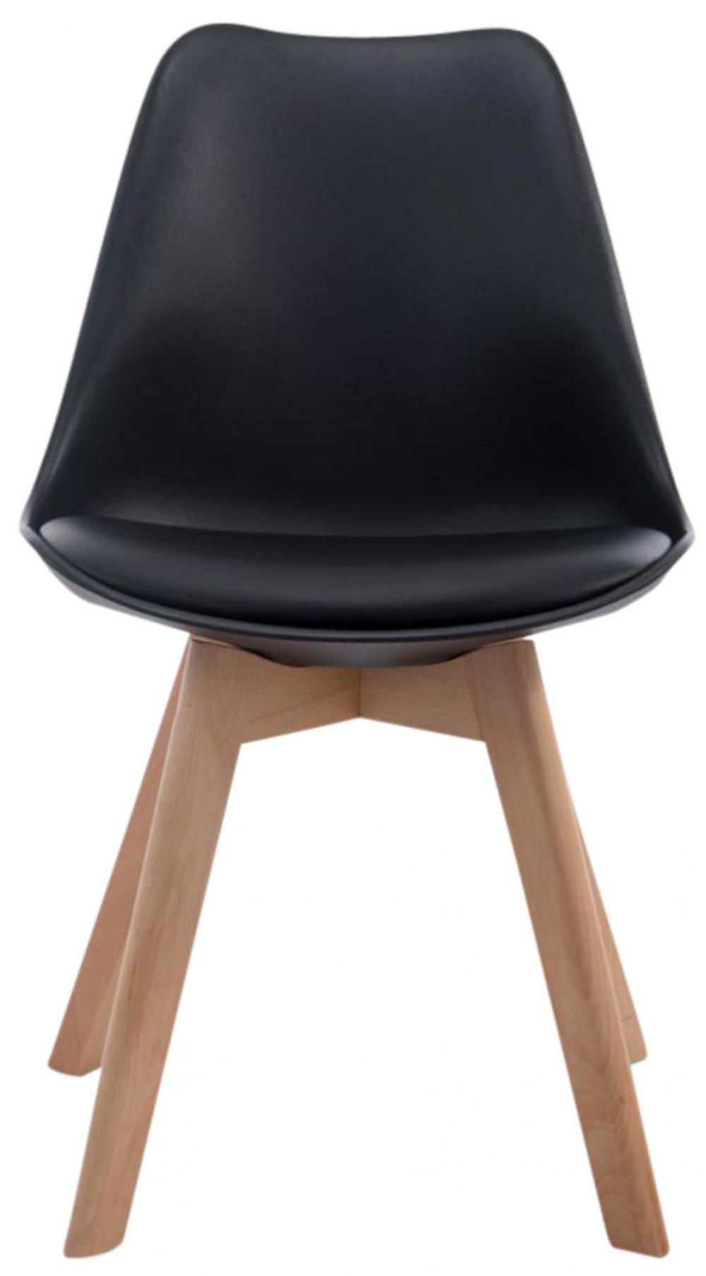 STUHL 4er Set Lederlook schwarz - Eukalyptusholzfarben/Schwarz, Holz/Textil (48/84/55cm) - CLP