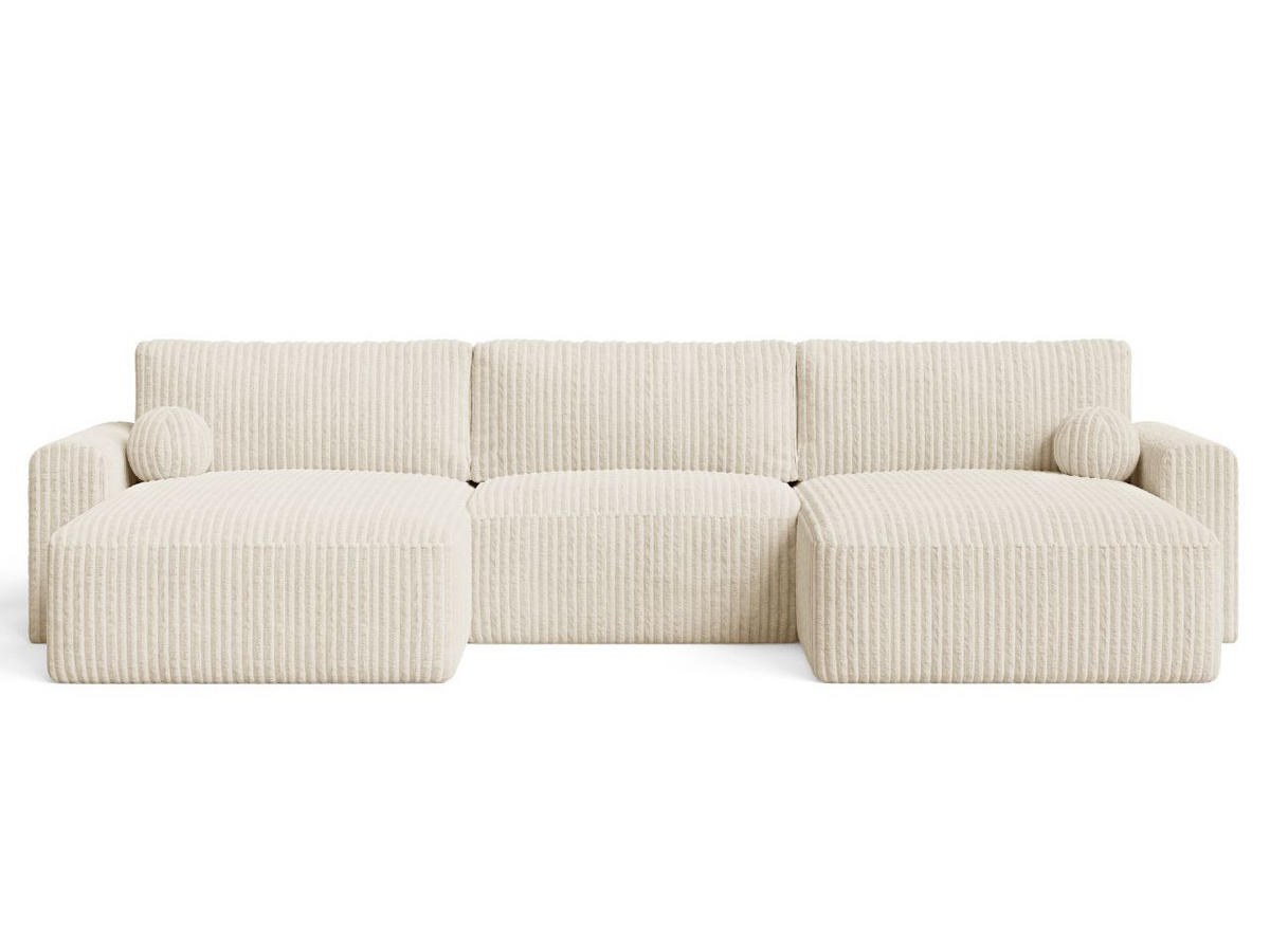 ECKSOFA U Aurora Beige - Beige, Holz/Textil (369/145cm) - Graingold