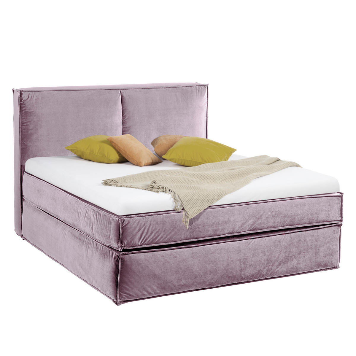 BOXSPRINGBETT mit Kopfteil - Premium - Mauve, Textil (180/200cm) - home24